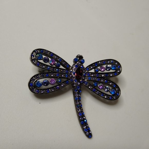 Blue And Purple Dragonfly Brooch - Picture 3 of 15